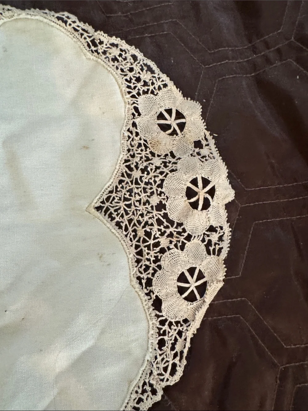 Vintage Lace-Edged White Cotton Doilies Set of 3